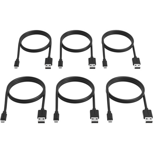 Sabrent USB 2.0 Type-A Male to Micro-B Male Cable (3', Black, 6-Pack)