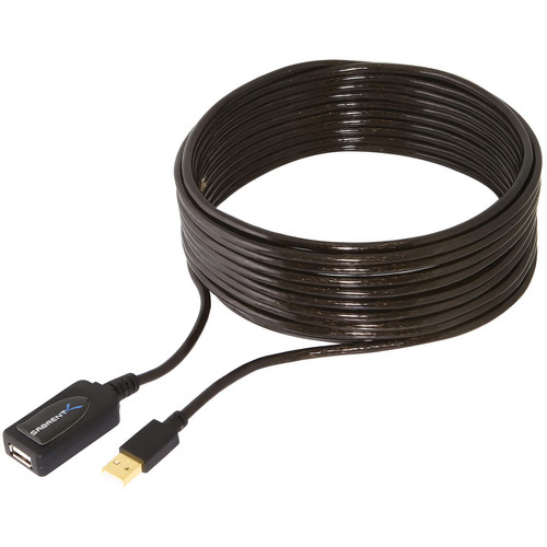 Sabrent USB 2.0 Male to Female Active Extension Cable (32', Black)