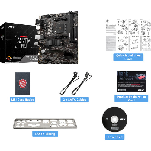 MSI A520M PRO AM4 Micro-ATX Motherboard