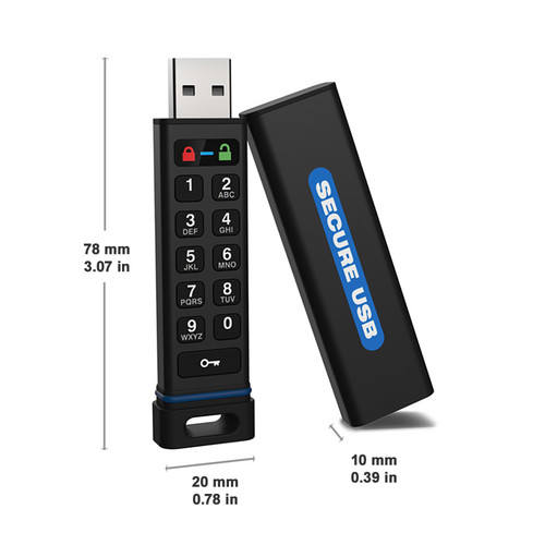 SecureData 16GB SecureUSB KP 256-Bit Encrypted USB 3.0 Flash Drive