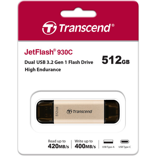 Transcend JetFlash 930C 2-In-1 Flash Drive (512GB)