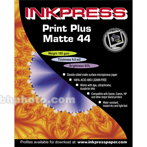 Inkpress Media Print Plus Matte 44 Paper (2-sided) for Inkjet - 8.5x11" (Letter) - 50 Sheets