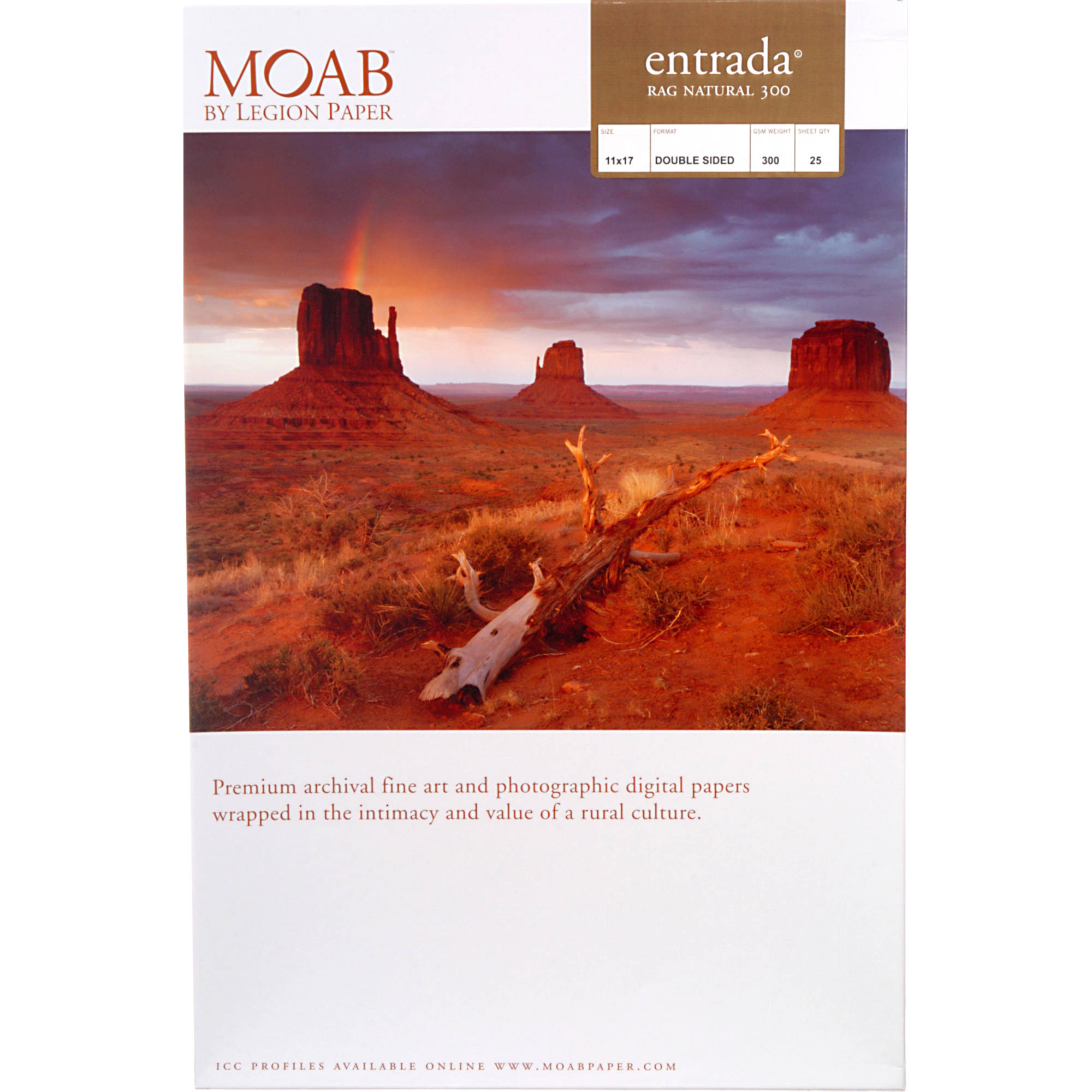 Moab Entrada Rag Natural 300 Paper (11 x 17", 25 Sheets)