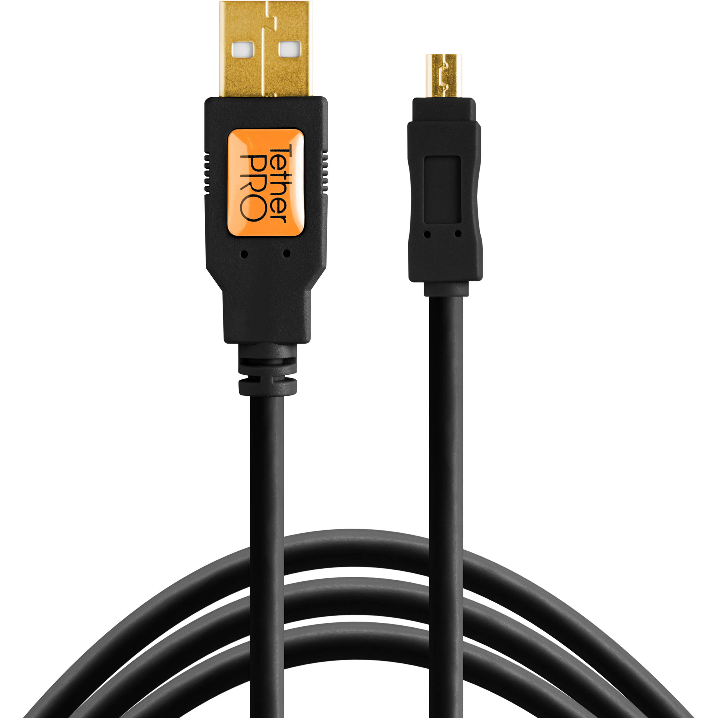 Tether Tools TetherPro USB 2.0 Type-A Male to Mini-B Male Cable (1', Black)