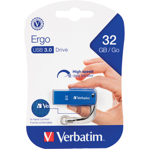 Verbatim 32GB Ergo USB 3.1 Gen 1 Flash Drive (Blue)